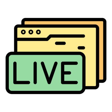 Canlı web sayfası raporlama simgesi renk ana hatları vektörü