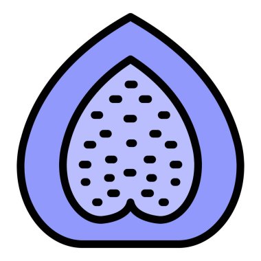 Yarım incir simgesi renk ana hatları vektörü