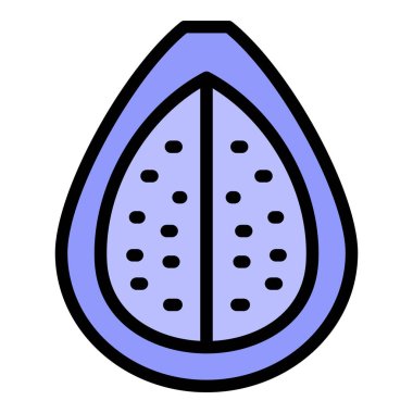 Tropikal incir ikonu renk ana hatları vektörü