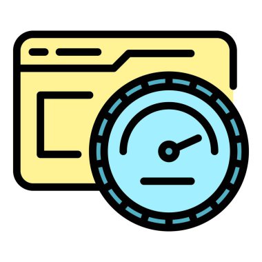 Hız ağ test simgesi renk ana hatları vektörü