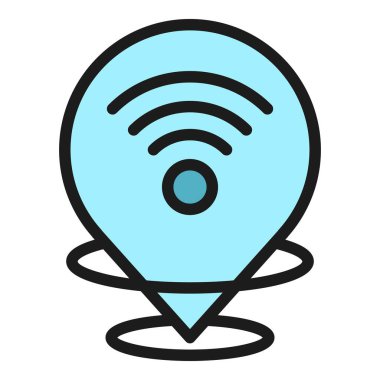 Wifi nokta simgesi renk ana hatları vektörü