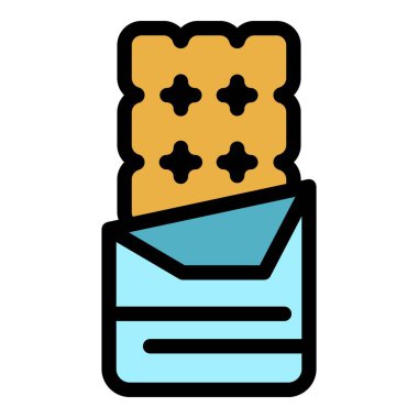 Organik çikolata simgesi renk ana hatları vektörü