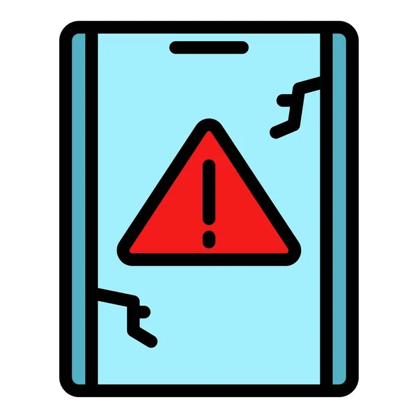 Warning tablet icon color outline vector — Stock Vector