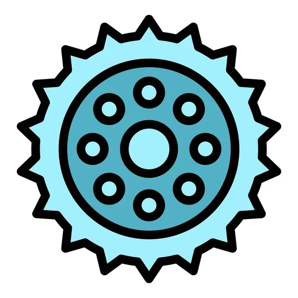 Bicicleta reparação engrenagem peça ícone cor contorno vetor — Vetor de Stock