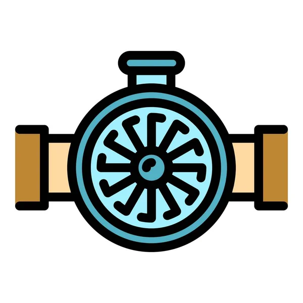 水泵操作图标颜色轮廓矢量 — 图库矢量图片