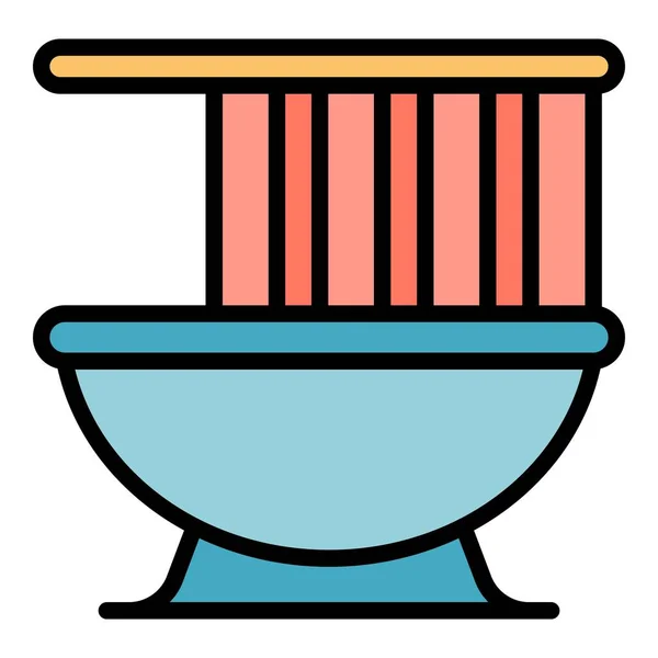 Bequeme Duschvorhang-Symbol Farbe Umrissvektor — Stockvektor