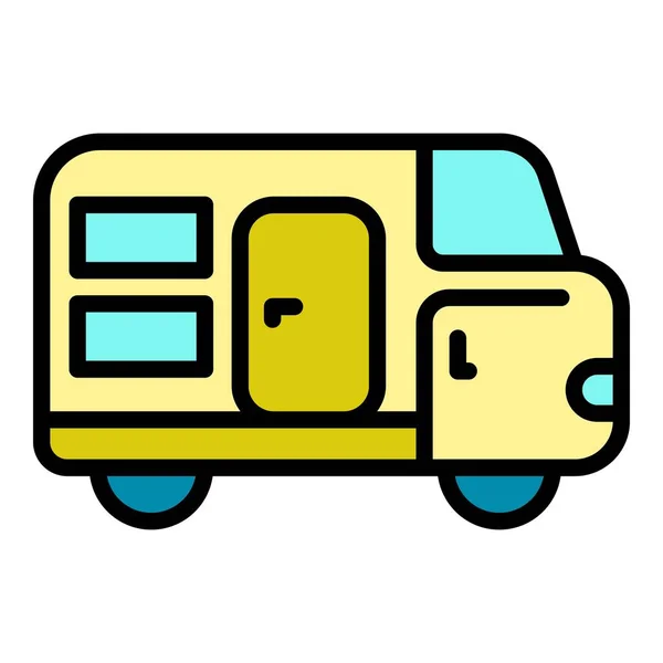 Aventura auto camping icono color contorno vector — Vector de stock