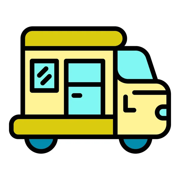 Campamento bus icono color contorno vector — Vector de stock