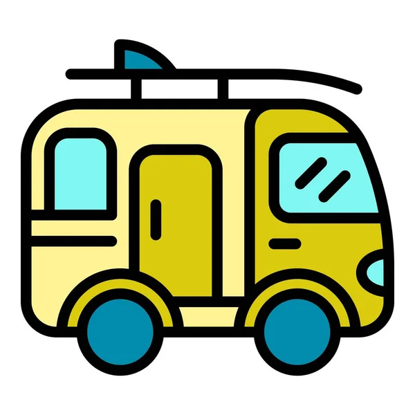 Campamento surf bus icono color contorno vector — Archivo Imágenes Vectoriales