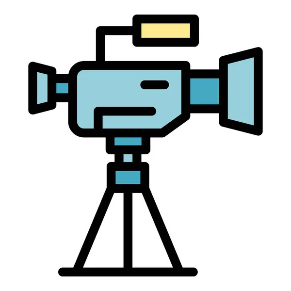 Cameraman camera icon color outline vector — Stock Vector