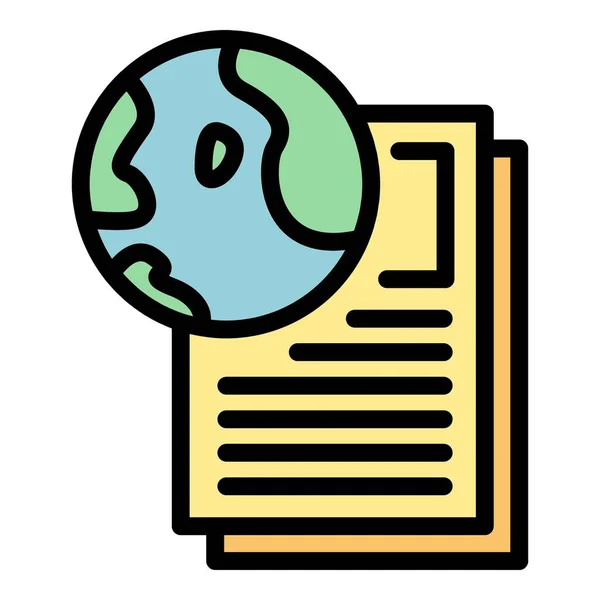 Global reportage writing icon color outline vector — 图库矢量图片