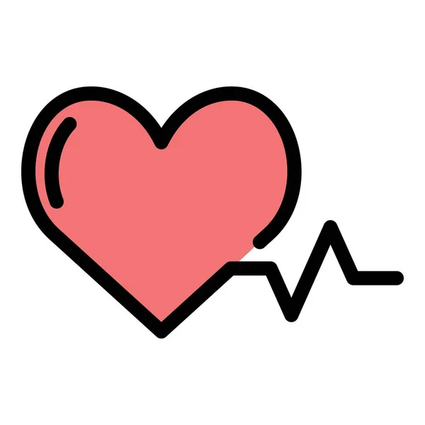 Heart beat icon color outline vector — Vettoriale Stock