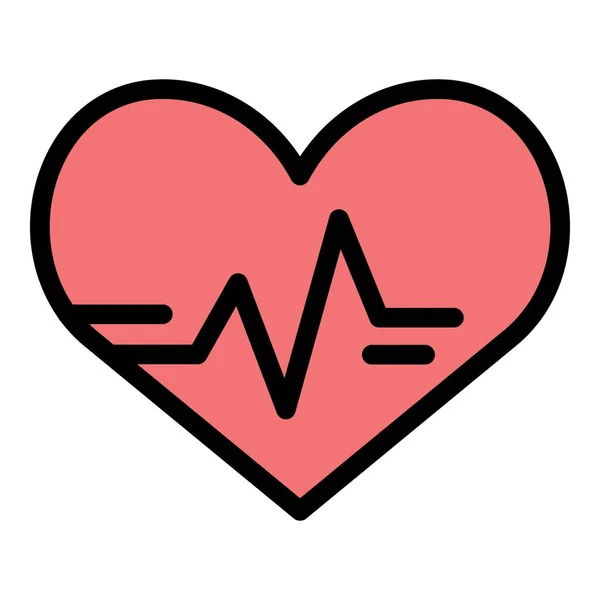 Batimento cardíaco ícone de pulso cor contorno vetor —  Vetores de Stock