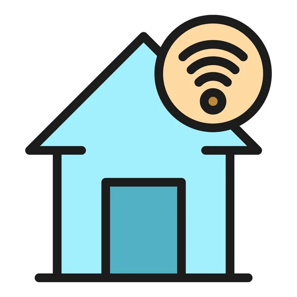 House wifi icon color outline vector — Stock Vector