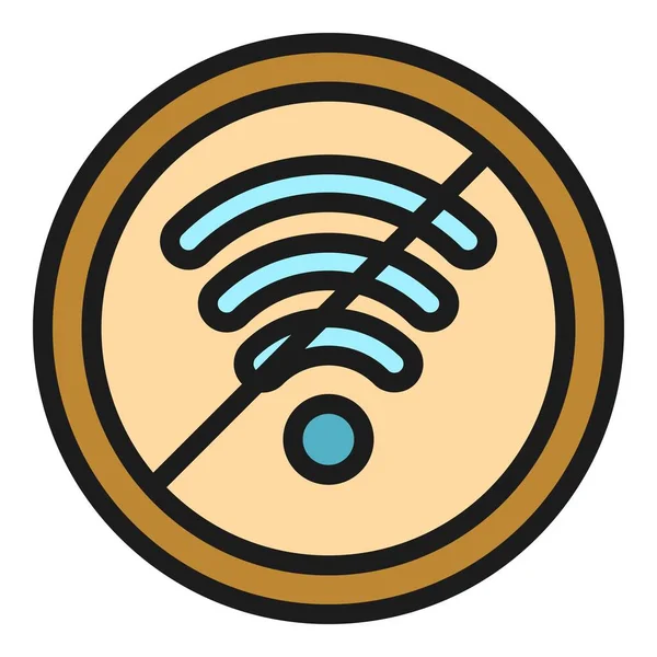 No wifi icon color outline vector — Stock Vector