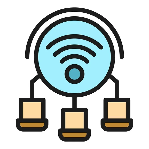 Wifi hotspot icon color outline vector — Stock vektor