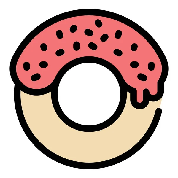 Donut ícone cor contorno vetor —  Vetores de Stock