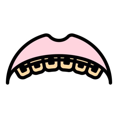 Gülümseme parantezi simge renk ana hatları vektörü