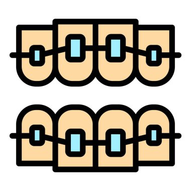 Metal diş telleri simge rengi dış hat vektörü