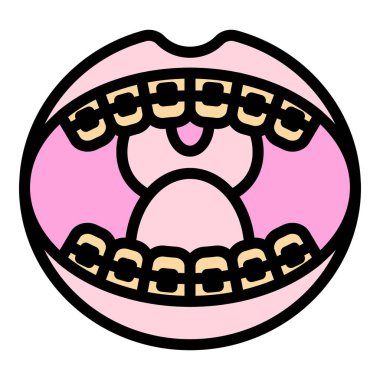 Ağız desteği simge rengi dış hat vektörünü açar