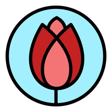 Türk çiçek simgesi renk ana hatları vektörü