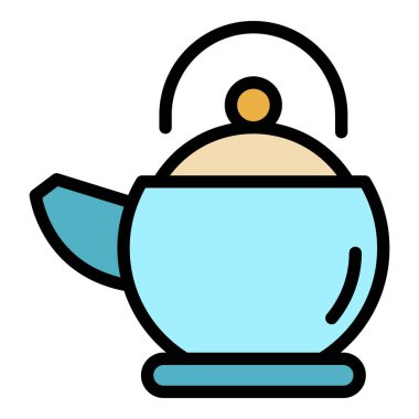 Türk çay ikonu renk ana hatları vektörü