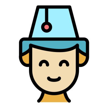 Türk adam simgesi renk ana hatları vektörü