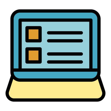 Dijital öğrenme simgesi renk ana hatları vektörü