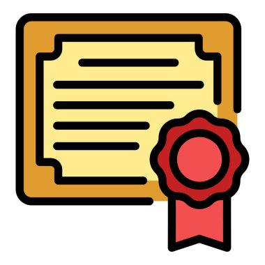 Diploma simgesi renk ana hatları vektörü