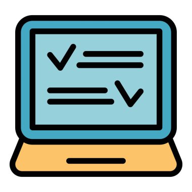 Dijital ders simgesi renk ana hatları vektörü