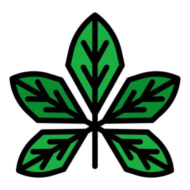 Yaprak kestanesi simgesi renk ana hatları vektörü