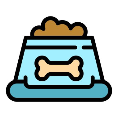 Tam köpek kasesi renk ana hatları vektörü