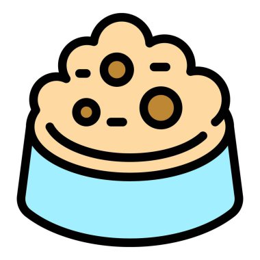 Yavru yiyecek simgesi renk ana hatları vektörü