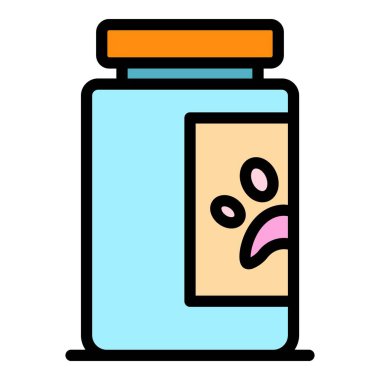 Kedi tıbbı simgesi renk ana hatları vektörü