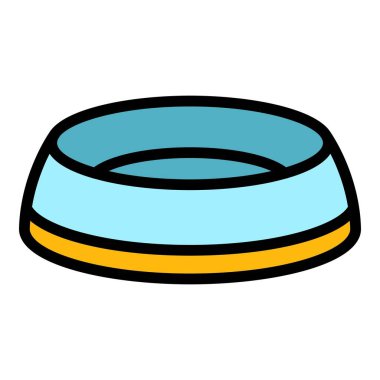 Kitty yemek ikonu renk ana hatları vektörü