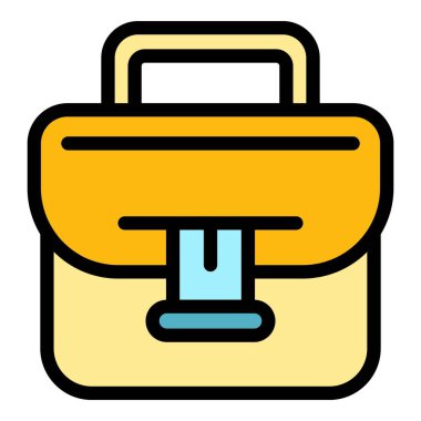 Ofis valizi simgesi renk ana hatları vektörü