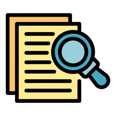 Kağıt simgesi renk ana hatları vektörü büyütülüyor