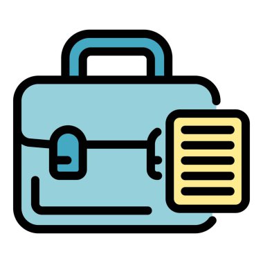 İş valizi simgesi renk ana hatları vektörü