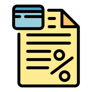 Faiz oranı simgesi renk ana hatları vektörü