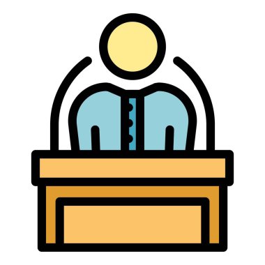 Hoparlör simgesi renk ana hatları vektörü