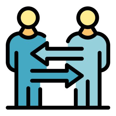 İş anlaşması simgesi renk ana hatları vektörü