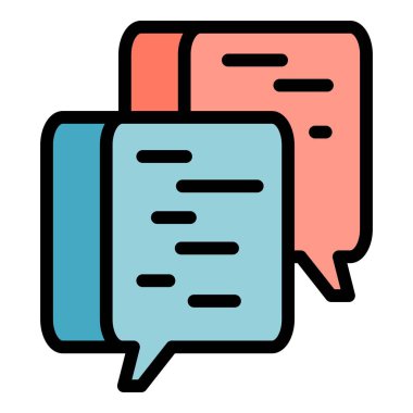 Çevrimiçi sohbet simgesi renk ana hatları vektörü