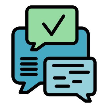 Okul grubu sohbet simgesi renk ana hatları vektörü