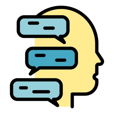 Zihin sohbet balonu renk ana hatları vektörü