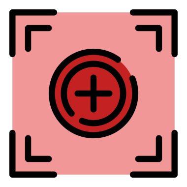 Kamera odak simgesi renk ana hatları vektörü