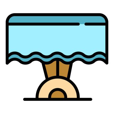 Kafe tablo simgesi renk ana hatları vektörü