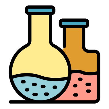 Yağ şişesi simgesi renk ana hatları vektörü