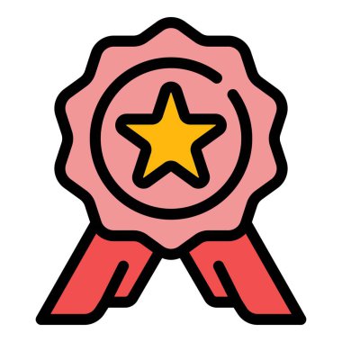 Yıldız amblemi renk ana hatları vektörü