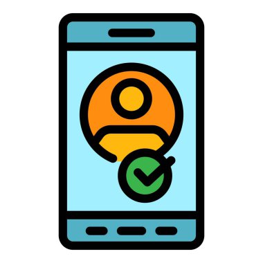 Smartphone hesap simgesi renk ana hatları vektörü