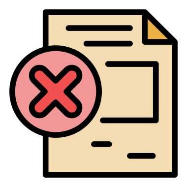 Kontrol reddedilmiş simge rengi ana hatları vektörü